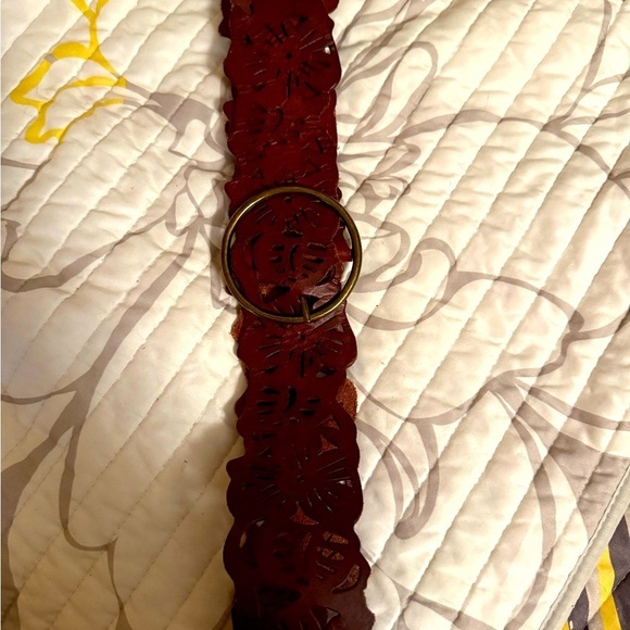Mocha Mousse Brown Leather Belt with Gold Buckle main image 5